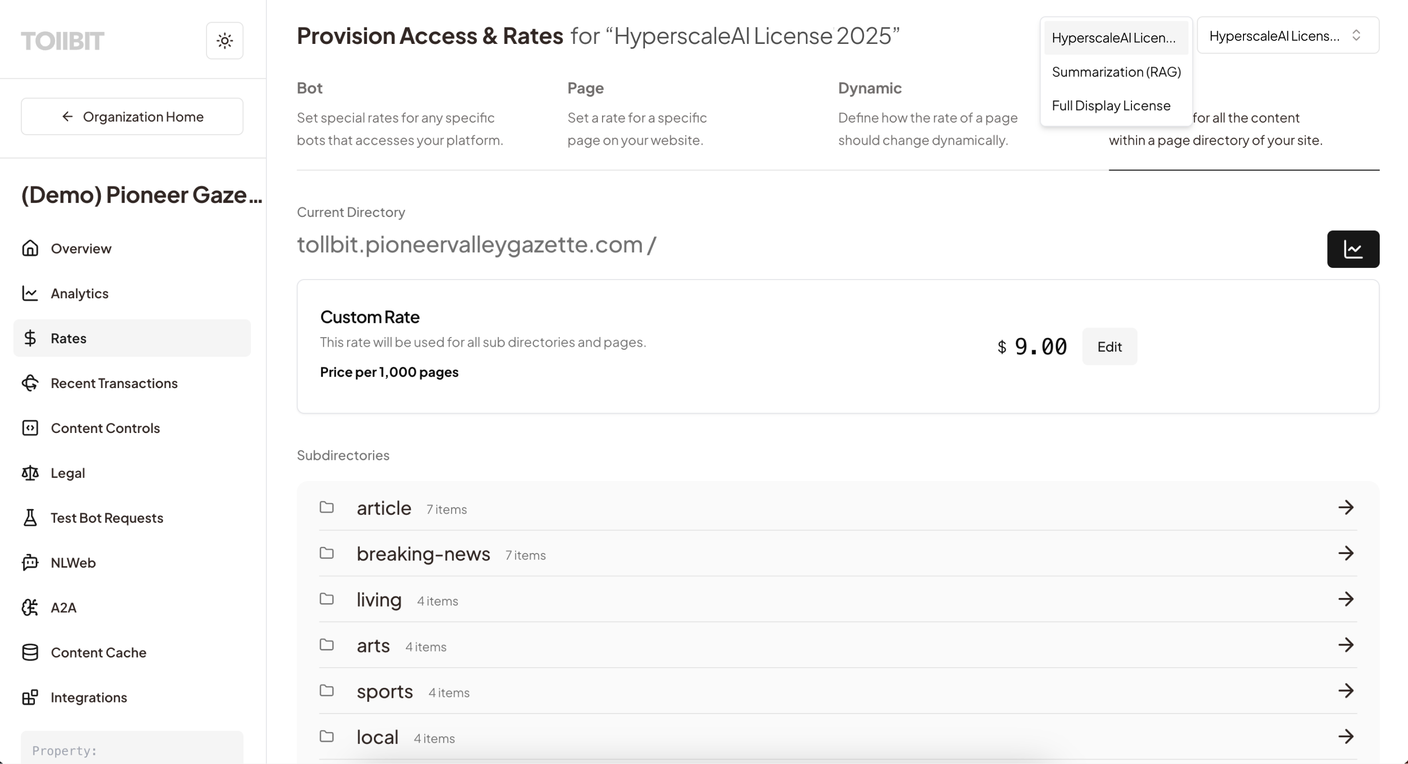 Rates and Rules Configuration